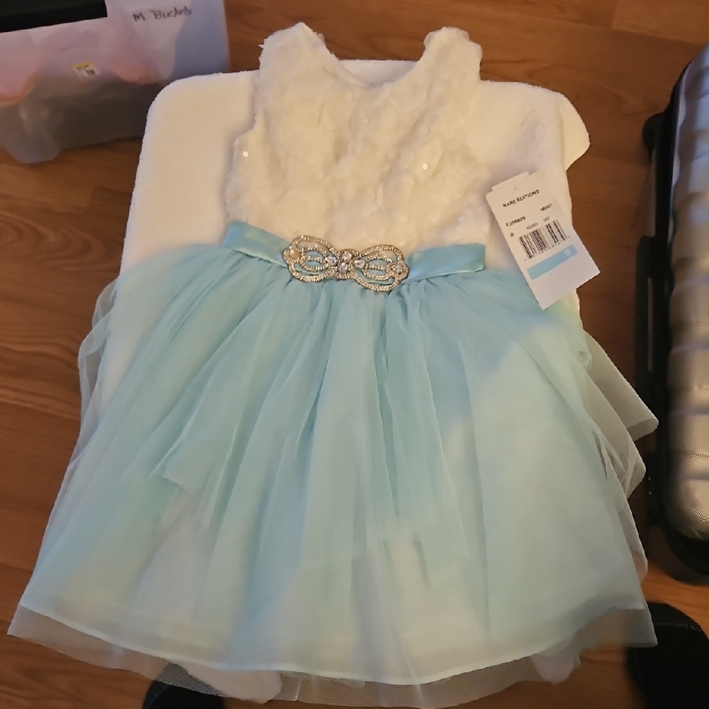 Rare Editions White and Blue Dress
